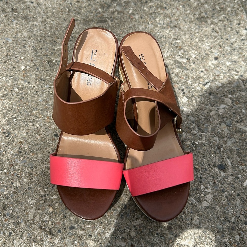 Pink and brown wedges worn once size 7